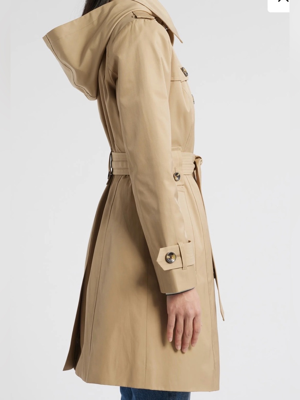 NWOT London Fog Beige Double-Breasted Trench Coat with Waist Tie - Picture 2 of 11